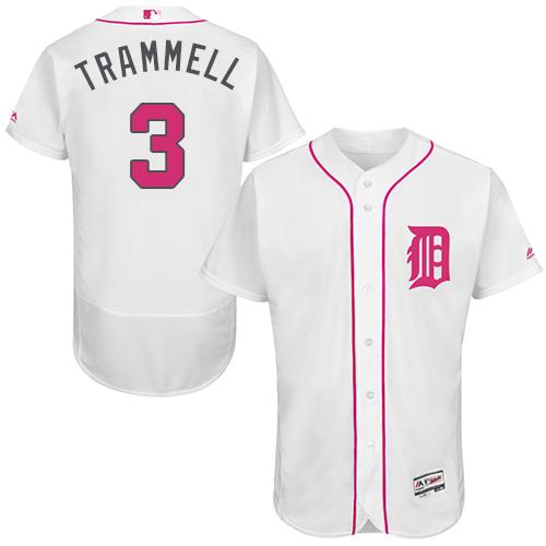 Tigers #3 Alan Trammell White Flexbase Authentic Collection Mother's Day Stitched MLB Jersey